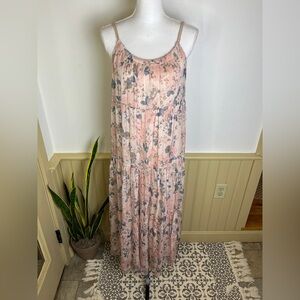 Elena Balli Italy Made S Silk Floral Maxi Dress Pink Ballet Softcore Romantic